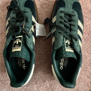 Adidas Gazelle platform Forest Green and Cream Sneakers